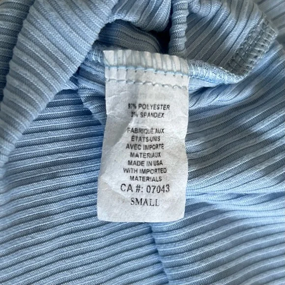 Light Blue Ribbed Short Sleeve Tee Fall Back To School - Picture 4 of 4